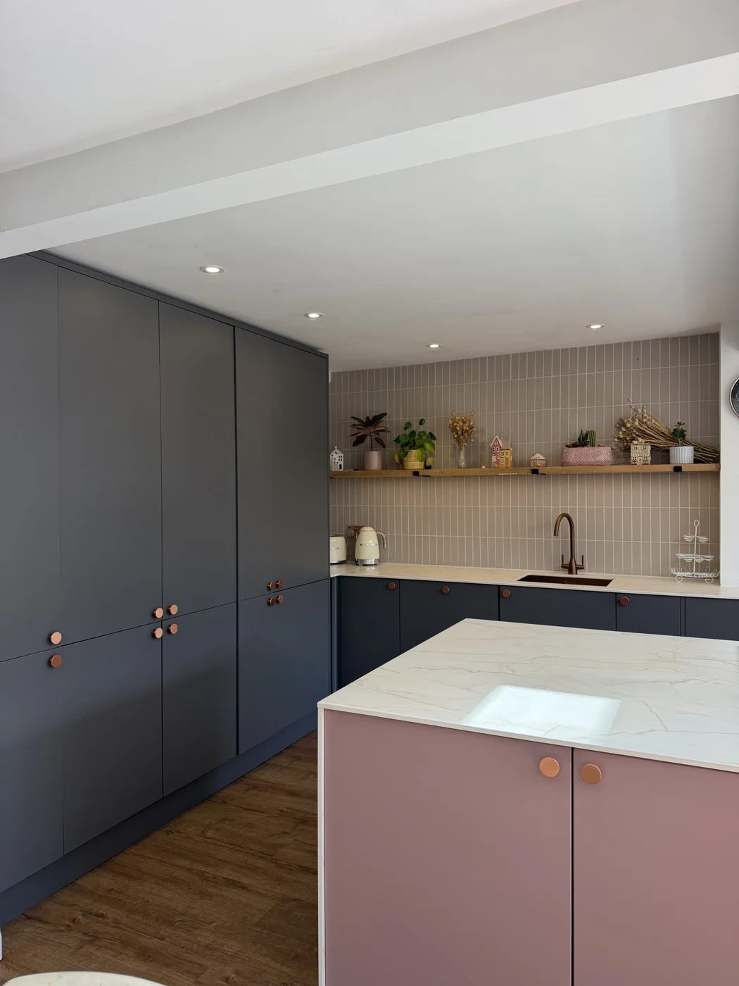 Phase two — cabinetry and island detail.